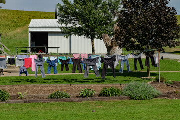Clothes drying on the line at an Amish home