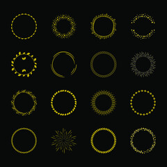 Golden circle flower frame for monogram logo design