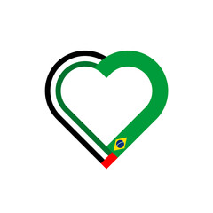 unity concept. heart ribbon icon of united arab emirates and brazil flags. vector illustration isolated on white background