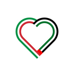 unity concept. heart ribbon icon of italy and united arab emirates flags. vector illustration isolated on white background