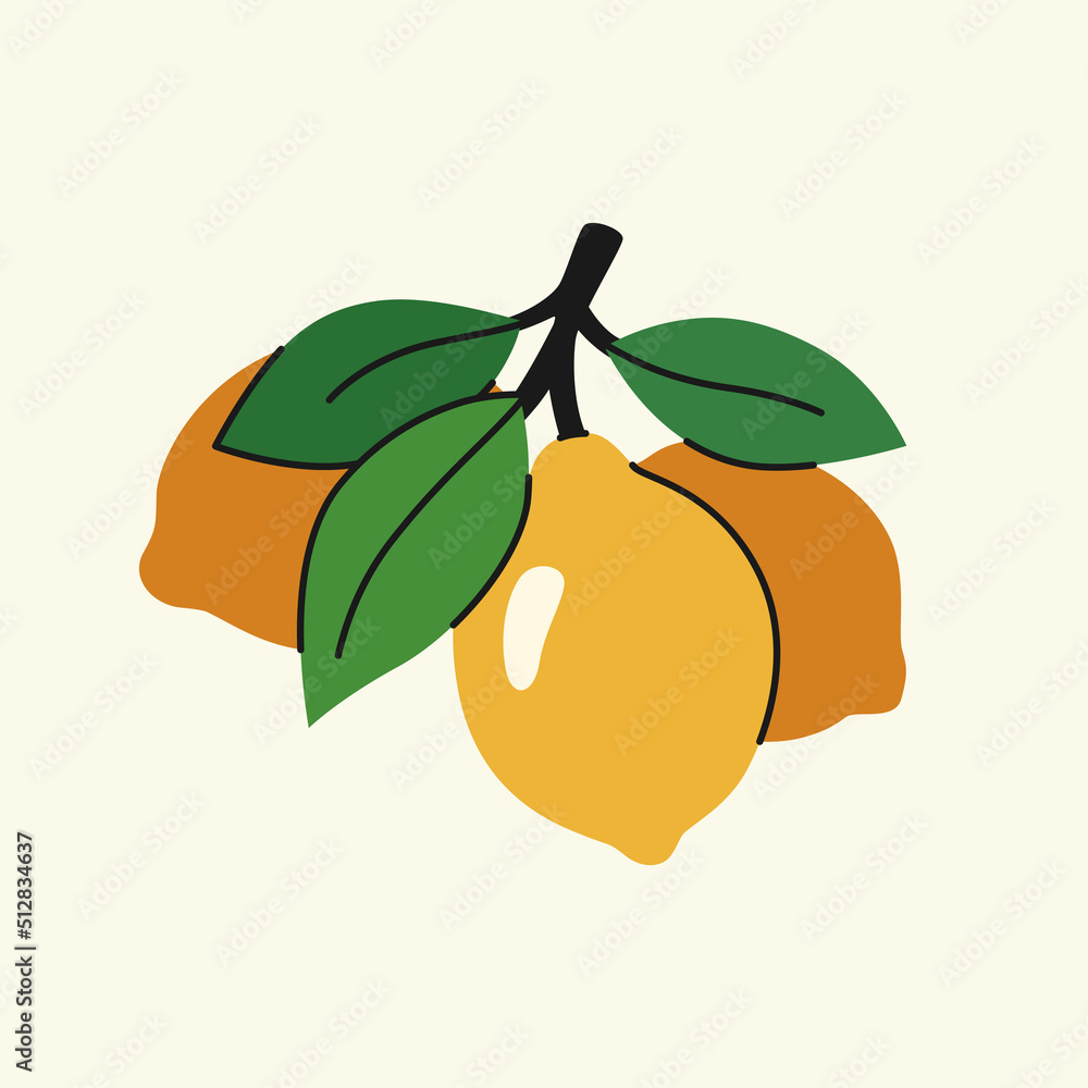 Poster illustration of a lemon in a flat style. isolated image on a light background. vector icon.