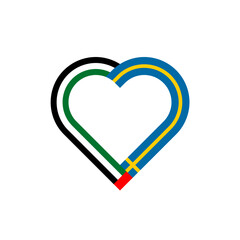 unity concept. heart ribbon icon of united arab emirates and sweden flags. vector illustration isolated on white background