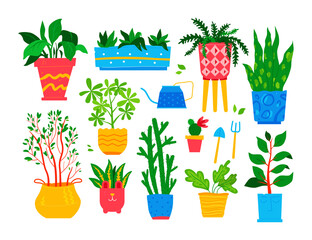 Take care of plants - flat design style object set