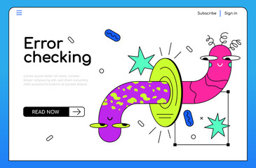 Error and data checking - colorful flat design style banner