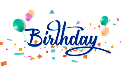 Happy Birthday lettering text banner