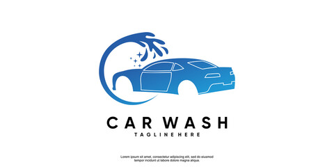 Car wash logo design with creative modern concept Premium Vector