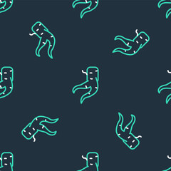 Line Ginger root icon isolated seamless pattern on black background. Vector
