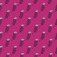 Abstract simple flower seamless pattern. Children's floral wallpaper. Cute plants endless backdrop.