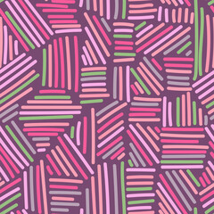 Hand drawn sketch lines seamless pattern. Creative striped endless wallpaper. Decorative ethnic background. Doodle style.
