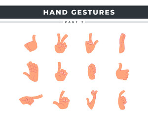  illustration of hand gestures in different positions set isolated