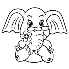 Elephant cartoon illustration. Cute baby animal print for t-shirts, mugs, totes, stickers, nursery wall arts, greeting cards, etc. 