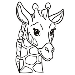 Giraffe cartoon illustration. Cute baby animal print for t-shirts, mugs, totes, stickers, nursery wall arts, greeting cards, etc. 
