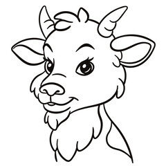 Goat cartoon illustration. Cute baby animal print for t-shirts, mugs, totes, stickers, nursery wall arts, greeting cards, etc. 
