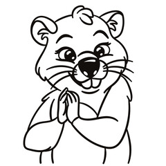 Naklejka premium Ground squirrel cartoon illustration. Cute baby animal print for t-shirts, mugs, totes, stickers, nursery wall arts, greeting cards, etc. 