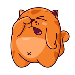 Cute red cat yawns. Shows emotions sleep, good night, fatigue. Cat character hand drawn style, sticker, emoji - 512838086