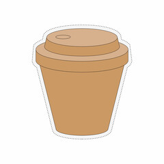 Cup of cofee sticker cartoon style .Vector illustration.
