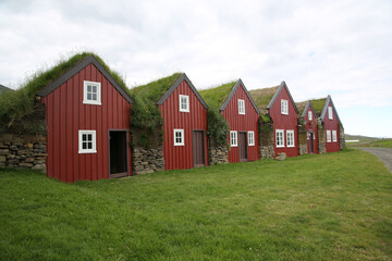 red houses and moss