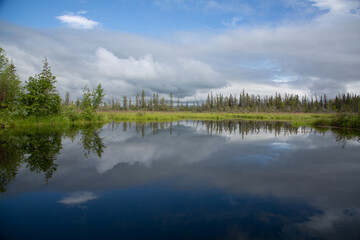 Fototapeta na wymiar lake and mountains with reflection
