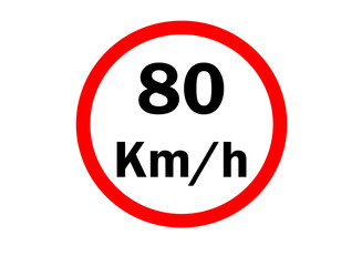 80Km/h Maximum speed limit vector, Road signs