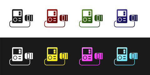 Set Blood pressure icon isolated on black and white background. Vector Illustration