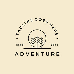 adventure pine Line Art Logo Design template