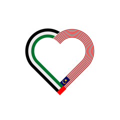 unity concept. heart ribbon icon of united arab emirates and malaysia flags. vector illustration isolated on white background