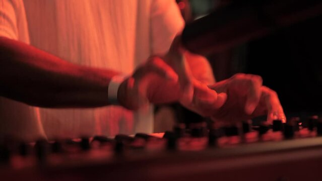 Pianist playing on stage