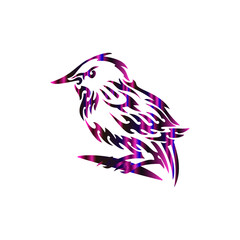 bird on a branch. creative bird logo with vector illustration 