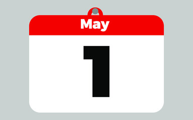 May, 1. White and red calendar