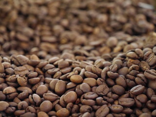 Freshly roasted coffee beans