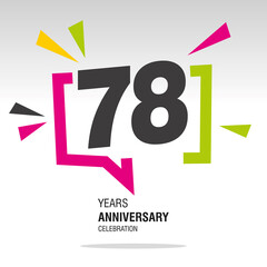 78 Years Anniversary celebration colorful white modern number logo icon banner