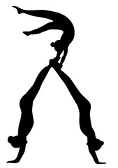 Gymnasts acrobats vector black silhouette