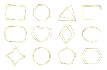 Simple Golden Frames Set, Gold Borders Set