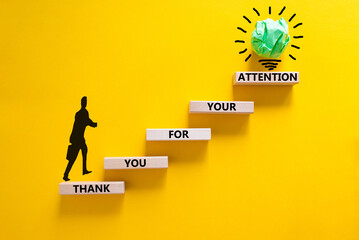 Thank you for attention symbol. Concept words Thank you for your attention on wooden blocks on...