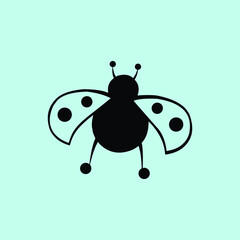 Silhouette joaninha logo with black vector design