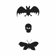 Halloween illustration in black and white, cartoon poster, vector