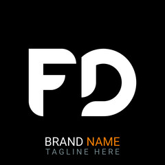 Fd Letter Logo design. black background.