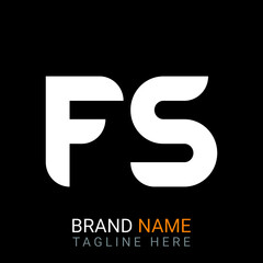 Fs Letter Logo design. black background.