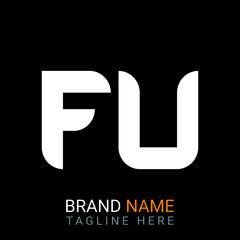 Fu Letter Logo design. black background.