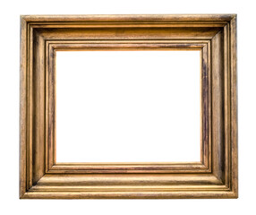 blank old wide wooden picture frame cutout