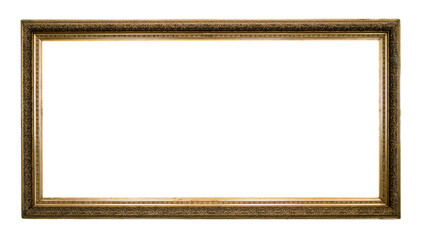 blank panoramic old bronze picture frame cutout