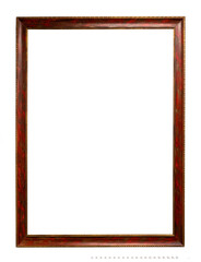blank vertical narrow red and brown picture frame
