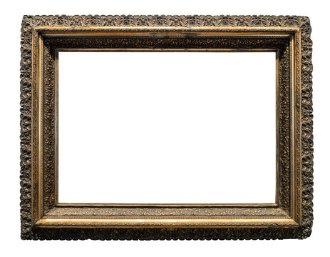 blank old wide bronze picture frame cutout