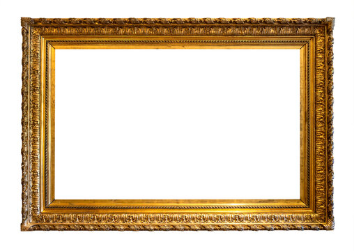 blank horizontal old carved picture frame cutout