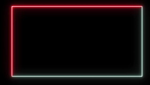 Multicolor Neon Box. Abstract Seamless looped neon glow color moving animation. Seamless art on black background. 