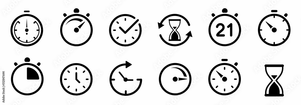 Poster set of timer icon set. timer icon collection. symbol timer. countdown timers. stopwatch symbol. fast