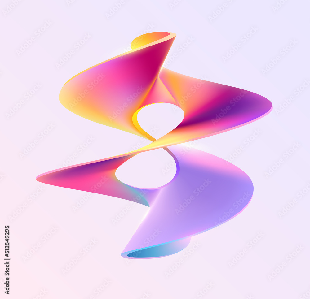 Poster liquid 3d geometric shapes. colored ball of spiral line. abstract vector design element