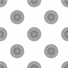 Grey line Alloy wheel for a car icon isolated seamless pattern on white background. Vector