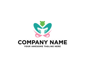 womb hand health logo flat color