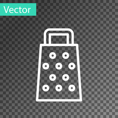 White line Grater icon isolated on transparent background. Kitchen symbol. Cooking utensil. Cutlery sign. Vector